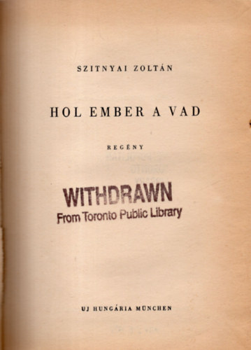 Szitnyai Zolt�n - Hol Ember A Vad