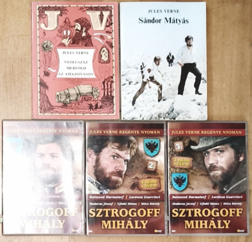 Jules Verne, Verne Gyula - 2db Jules Verne regény + ajándék DVD-k - Sándor Mátyás, Nyolcszáz mérföld az Amazonason + Sztrogoff Mihály 1-3. rész (Jules Verne regénye nyomán)