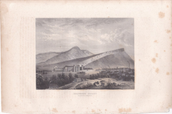 Holyroodhouse-Palota, Skócia, Nagy-Britannia, Európa (28×18cm lapméretű eredeti acélmetszet) (1860 körül)