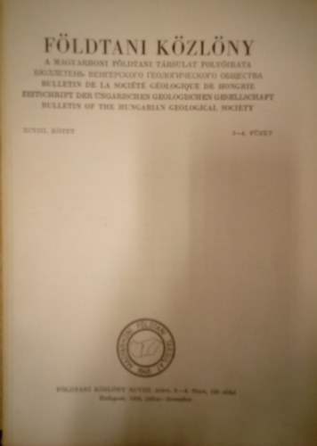 Földtani közlöny XCVIII. kötet 3.-4. füzet / 1968. július-december