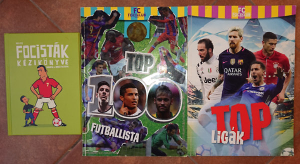 3 kiadvány fociról gyerekeknek: Focisták kézikönyve, Top 100 futballista, Top ligák