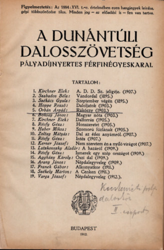 A dunántúli dalosszövetség pályadíjnyertes férfinégyeskarai