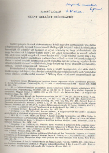 Szegf� L�szl� - Szent Gell�rt pr�dik�ci�i - K�l�nlenyomat - Dedik�lt