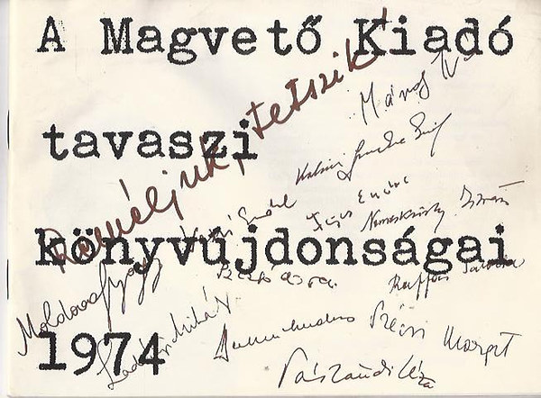 A Magvet Kiad tavaszi knyvjdonsgai 1974