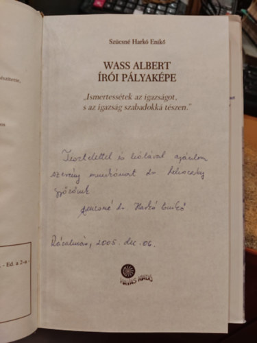 Szcsn Hark Enik - Wass Albert ri plyakpe