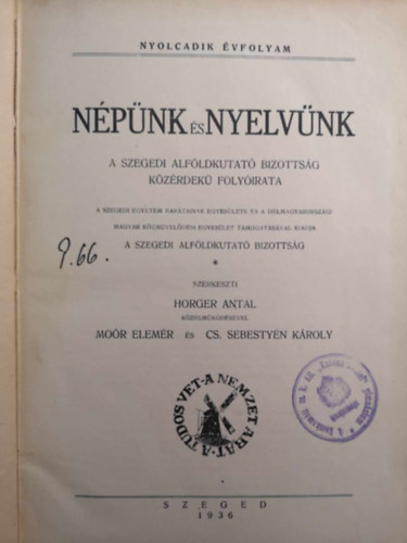 Horger Antal (szerk.) - Npnk s nyelvnk - VIII. vfolyam (1936) teljes