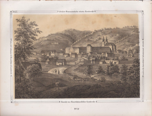 Lambrechti benedekiek kolostorának tekintete - eredeti litográfia (metszet)