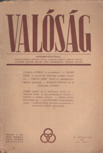 Szab� Zolt�n (szerk.) - Val�s�g II. �vf. 1946. 6-9. sz�m (�sszevont)