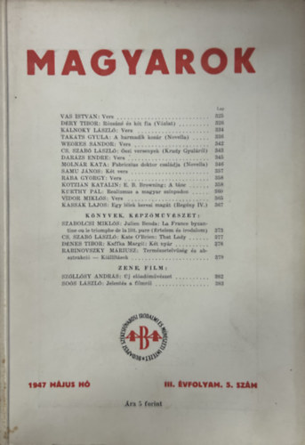 Magyarok - 1947 Május - III. évfolyam 5. szám