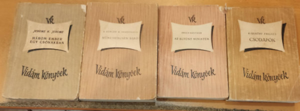 J. K. Jerome, Gottfried August Brger, Karl Immermann, Erich Kstner, Karinthy Frigyes - 4 db Vidm knyvek: Az eltnt miniatr + Csodapk + Hrom ember egy csnakban + Mnchhausen br