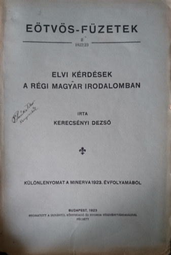 Kerecs�nyi Dezs� - Elvi k�rd�sek a r�gi magyar irodalomban