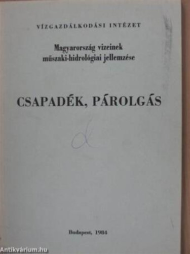 Nováky Béla - Magyarország vizeinek műszaki-hidrológiai jellemzése. Csapadék, párolgás