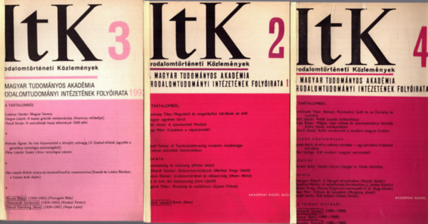Szauder J�zsef (f�szerk.) - 3 db Irodalomt�rt�neti K�zlem�nyek: 1974. LXXVIII. �vfolyam 2. sz�m + 1992. XCVI. �vfolyam 3. sz�m + 1969. LXXIII. �vfolyam 4. sz�m