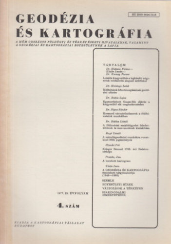 Dr. Jo Istvn (szerk.) - Geodzia s Kartogrfia 1977/4. szm