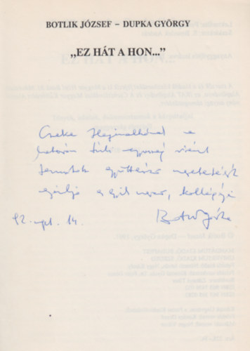 Botlik J.-Dupka Gy. - Ez ht a hon...
