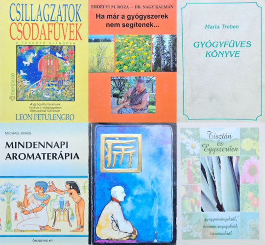 Erdlyi Rza Dr. Nagy Klmn, Leon Petulengro, Maria Treben, Urbn Istvn-Sary Kornlia, Michael Kraus, Milesz Sndor dr. - 6 db termszetgygysz knyv: Ha mr a gygyszerek nem segtenek... + Csillagzatok, csodafvek - A teremt ajndka + Maria Treben gygyfves knyve + Qi avagy az leter megrzsnek si, knai mdjai +  Mindennapi aromaterpi
