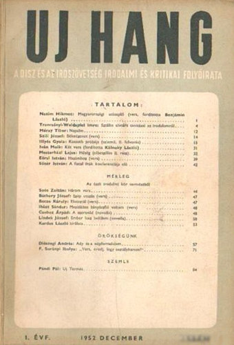 Benj�min L�szl� (szerk.) - Uj hang - I. �vfolyam 11. sz�m, 1952. december