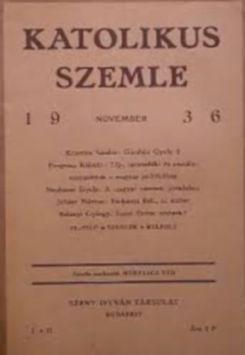 MIHELICS VID (Felel�s szerk.) - Katolikus szemle 1936. November