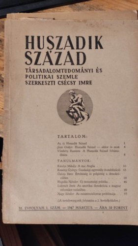 Cscsy Imre (szerk.) - Huszadik Szzad - Trsadalomtudomnyi s szocilpolitikai szemle 35. vfolyam 1. szm - 1947 mrcius