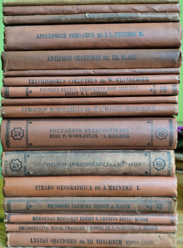 Philostratos, Herondas, H�sziodosz, Strabonis, Arisztotel�sz, Polyaenus, Xenophon, Hesychius Milesius, Tryphiodorus, Colluthus, Anthip�n, Apollonius Pergaeus, Aiszk�losz - Bibliotheca Teubneriana - 7. k�nyvcsomag (17 k�tet) (g�r�g-latin nyelven)