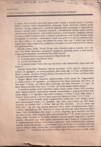Szab Pter - A fegyverzet szerepe a fri gyszszertartsokon (dediklt)