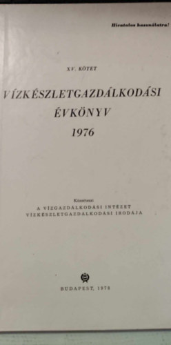 Vzkszletgazdlkodsi vknyv 1976 (XV. ktet)
