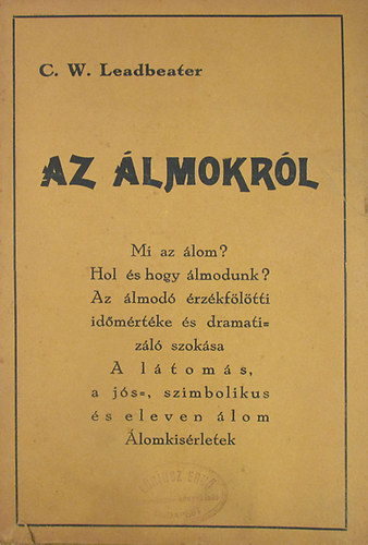 C.W. Leadbeater - Az lmokrl