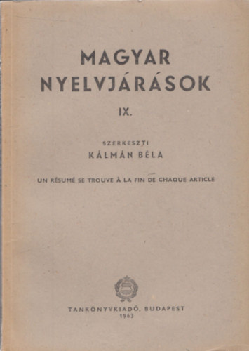 Klmn Bla (szerk.) - Magyar nyelvjrsok IX.
