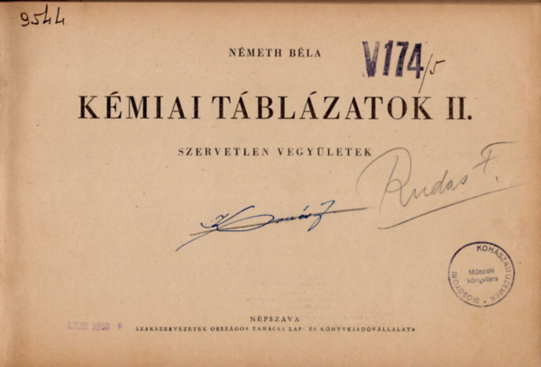 N�meth B�la - K�miai t�bl�zatok II. - Szervetlen vegy�letek