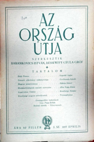 Barankovics Istvn- Dessewffy Gyula grf (szerk.) - Az orszg tja 1937 prilis 2. szm