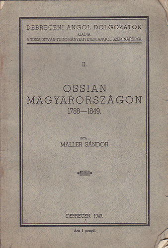 Maller Sndor - Ossian Magyarorszgon 1788-1849