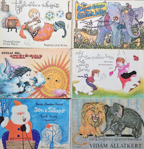 Csuks Istvn, Kresz Mria, Kpes Gza, Borsi Darzs Jzsef, Gyulai Pl - 6 db retro leporell: Vidm llatkert + Hinta-palinta, tz arany alma + Tejjel ettem a kst +  llatok blja + Jn a Tlap + A Szl s a Nap