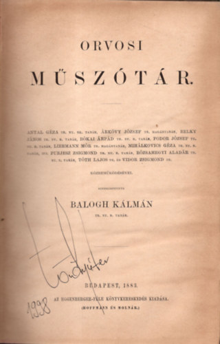 Balogh Klmn - Orvosi msztr
