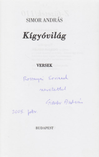 Simor Andr�s - K�gy�vil�g - Z f�zetek/ 110 (Dedik�lt)