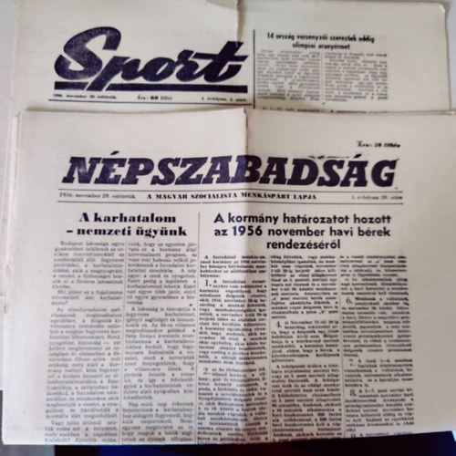 N�pszabads�g �s Sport lapsz�m 1956.november 29. cs�t�rt�k