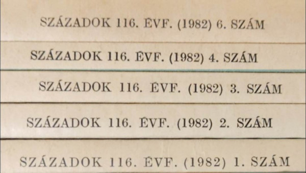 Sz�zadok 1982/1-6. (A Magyar T�rt�nelmi T�rsulat k�zl�nye)