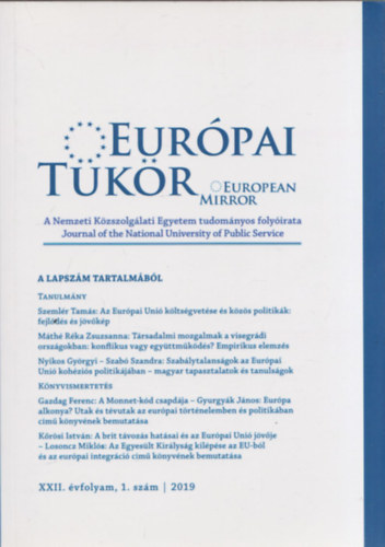 Kecsmr Krisztin (fszerk.) - Eurpai Tkr XXII. vfolyam, 1. szm - 2019