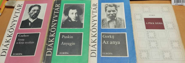 Csehov, Puskin, Gorkij - 4 db orosz irodalom: A pikk dma + Anna a frje nyakn + Anyegin + Az anya