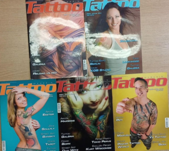 Hor�nyi Kriszti�n (f�szerk.) - 5 db Tattoo magazin: 2007. janu�r, m�rcius, m�jus, j�lius, okt�ber