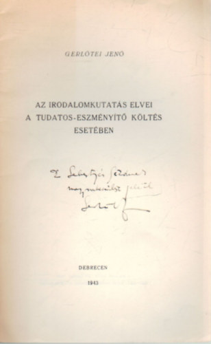 Gerl�tei Jen� - Az irodalomkutat�s elvei a tudatos-eszm�ny�t� k�lt�s eset�ben- dedik�lt