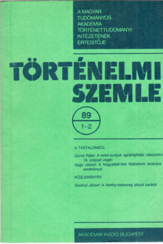 Engel Pl, Hank Pter, L. Nagy  Zsuzsa, Vikol Katalin - Trtnelmi szemle 1989/1-2