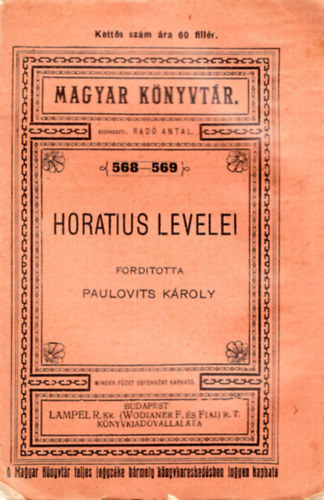 Rad Antal, Paulovits Kroly - Hortius levelei