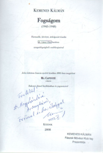 Kemenes K�lm�n - Fogs�gom- versek ( 1945-1948 )