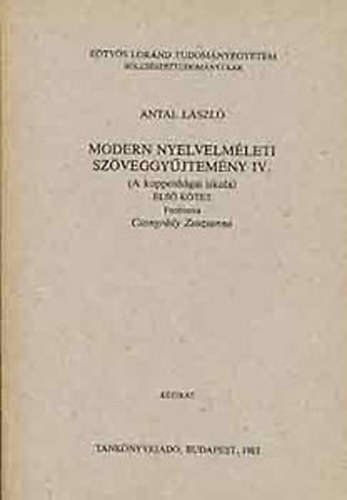 Modern nyelvelmleti szveggyjtemny IV. (A koppenhgai iskola Msodik ktet) Kzirat