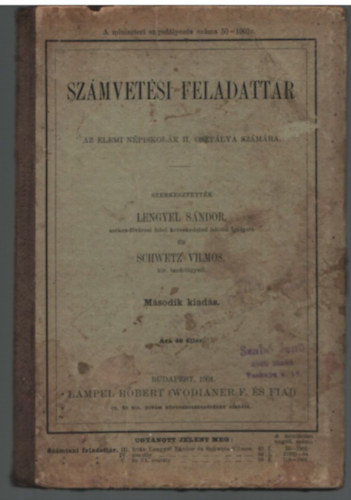 Lengyel Sndor, Schwetz Vilmos - Szmvetsi feladattr- Az elemi npiskolk II. osztlya szmra