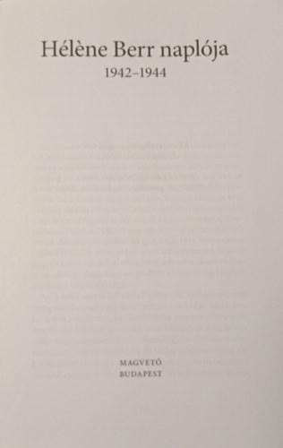 Berr, Héléne - Héléne Berr naplója 1942-1944