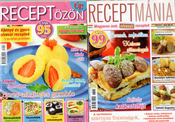 4 db Szakácsfüzet ( együtt ) 1. Receptmánia 2013/5., 2. Receptözön 2012/6., Konyhasziget 2021/2, Konyhasziget 2014/1