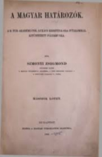 Simonyi Zsigmond - A magyar hatrozk II. ktet