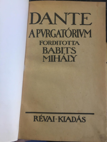Babits Mihály (ford.) - Dante Komédiája - A Purgatórium