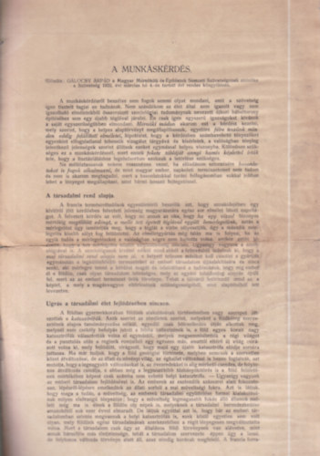 Gálocsy Árpád - A munkáskérdés (kommunistaellenes röpirat)